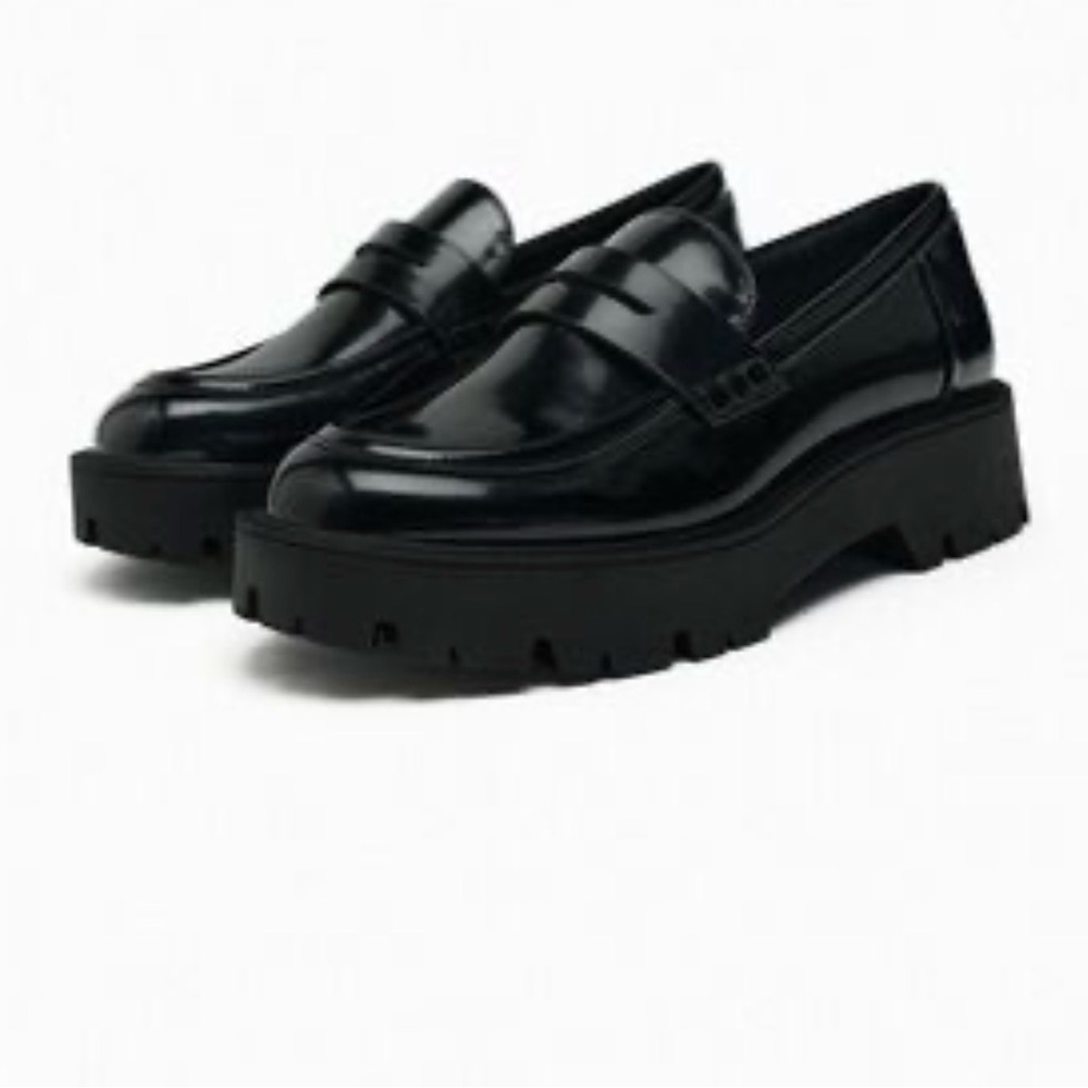 Zara Glossy Black Women's Loafers